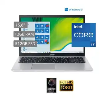 Tottus Laptop acer a515-56-70nx 15.6" intel core i7 1165g7 512 gb ssd 12 gb ram oferta