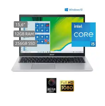 Tottus Laptop acer aspire 5 15.6" intel core i5 1135g7 12gb ram 256ssd oferta