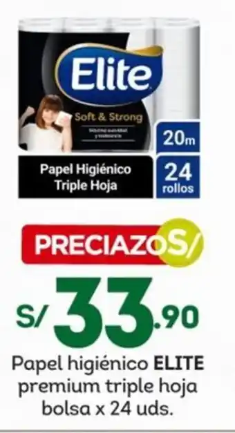 Tottus Papel higiénico ELITE premium triple hoja bolsa x 24 uds. oferta
