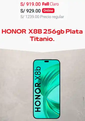 Claro HONOR X8B 256gb Plata Titanio oferta