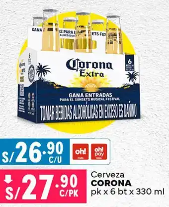 Plaza Vea Cerveza Corona pk x 6 bt x 330ml oferta