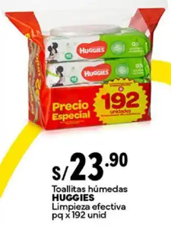 Plaza Vea Toallitas húmedas HUGGIES Limpieza efectiva pq x 192 unid oferta