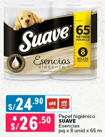 Plaza Vea Papel higiénico SUAVE Esencias pq x 8 unid x 65 m oferta