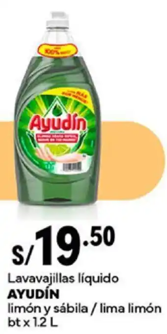 Plaza Vea Lavavajillas líquido AYUDÍN limón y sábila / lima limón btx 1.2L oferta