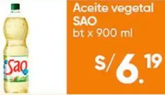 Plaza Vea Aceite vegetal SAO bt x 900ml oferta