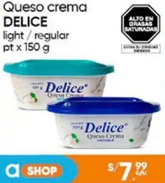 Plaza Vea Queso crema DELICE light/regular pt x 150g oferta