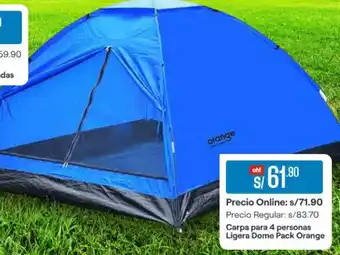 Promart Carpa para 4 personas Ligera Dome Pack Orange oferta