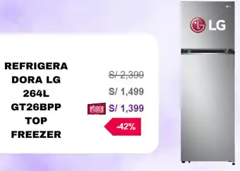 Ripley LG REFRIGERA DORA 264L GT26BPP TOP FREEZER oferta