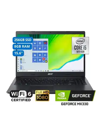 Tiendas EFE Laptop acer aspire 3 15.6 windows 10 intel core i5-1035g1 8gb 256gb ssd a315-57g-53r9 oferta