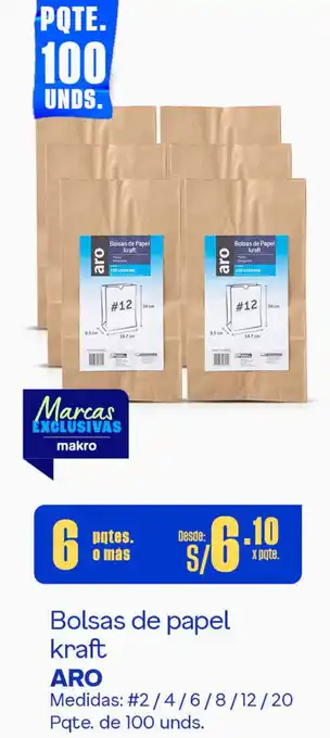 Plaza Vea Bolsas de papel kraft ARO 6 pqtes. o más oferta