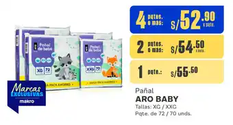 Plaza Vea Pañal ARO BABY Tallas: XG/XXG Pqte. de 72/70 unds. oferta