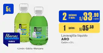 Plaza Vea Lavavajilla líquido ARO Galón x 5 L oferta