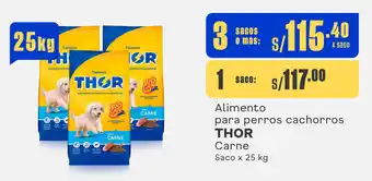 Plaza Vea Alimento para perros cachorros THOR Carne Saco x 25 kg oferta