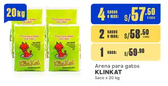 Plaza Vea Arena para gatos KLINKAT Saco x 20 kg oferta