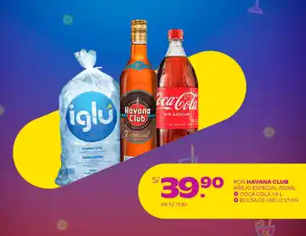 Tambo RON HAVANA CLUB AÑEJO ESPECIAL 700ML + COCA COLA 1.5 L + BOLSA DE HIELO 1.5 KG oferta