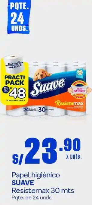 Makro Papel higiénico SUAVE Resistemax 30 mts Pqte. de 24 unds. oferta