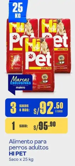 Makro Alimento para perros adultos HI PET 3sacos x 25 kg oferta