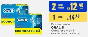 Makro Crema dental ORAL B Complete 4 en 1 2Packs de 3 unds. x 66 ml c/u oferta