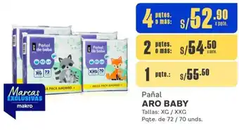 Makro Pañal ARO BABY Tallas: XG/XXG 4Pqtes de 72/70 unds oferta