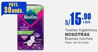 Makro Toallas higiénicas NOSOTRAS Buenas noches Pqte. de 30 unds oferta