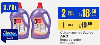 Makro Quitamanchas líquido ARO Ropa de color 2 Unds x 3.78L oferta