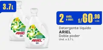 Makro Detergente líquido ARIEL Doble poder 2 Unds x 3.7L oferta