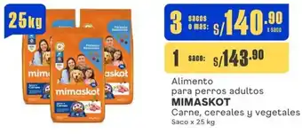 Makro Alimento para perros adultos MIMASKOT Carne, cereales y vegetales Saco x 25kg oferta