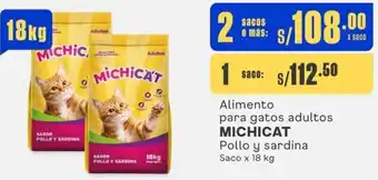 Makro Alimento para gatos adultos MICHICAT Pollo y sardina 2 sacos x 18kg oferta