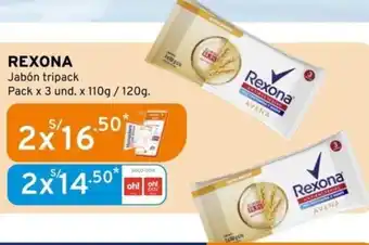 Mifarma REXONA Jabón tripack Pack x 3 und. x 110g/120g oferta