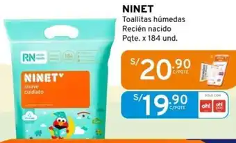 Mifarma NINET Toallitas húmedas Recién nacido Pqte. x 184 und. oferta