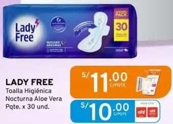 Mifarma LADY FREE Toalla Higiénica Nocturna Aloe Vera Pqte. x 30 und. oferta