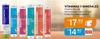 Mifarma VITAMINAS Y MINERALES Vitamins For Life Efervescentes Tubo x 20 und Productos Seleccionados oferta