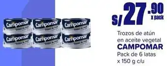 Makro Trozos de atún en aceite vegetal CAMPOMAR Pack de 6 latas x 150g oferta