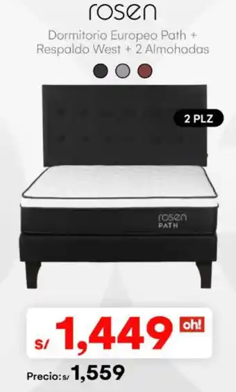 Oechsle Rosen Dormitorio Europeo Path + Respaldo West + 2 Almohadas oferta