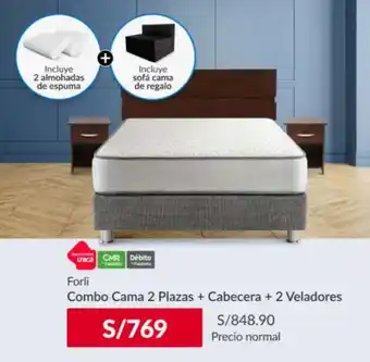 Sodimac Forli Combo Cama 2 Plazas + Cabecera + 2 Veladores oferta