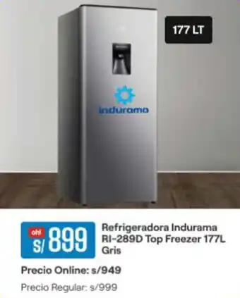 Promart Refrigeradora Indurama RI-289D Top Freezer 177L Gris oferta