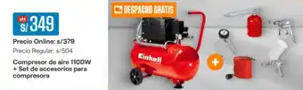 Promart Compresor de aire 1100W + Set de accesorios para compresora oferta