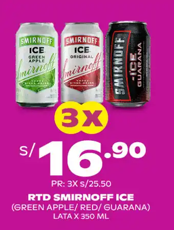 Tambo RTD SMIRNOFF ICE (GREEN APPLE/RED/ GUARANA) LATA X 350 ML x 3 oferta