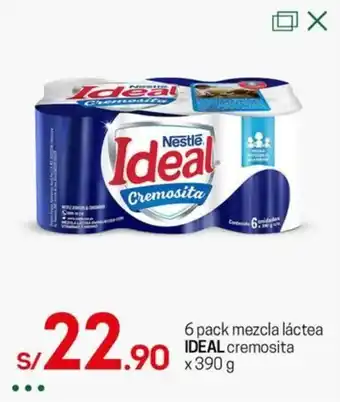 Tottus 6 pack mezcla láctea IDEAL cremosita x 390 g oferta