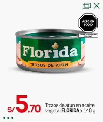 Tottus Trozos de atún en aceite vegetal FLORIDA x 140 g oferta