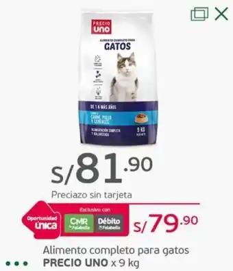 Tottus Alimento completo para gatos PRECIO UNO x 9 kg oferta