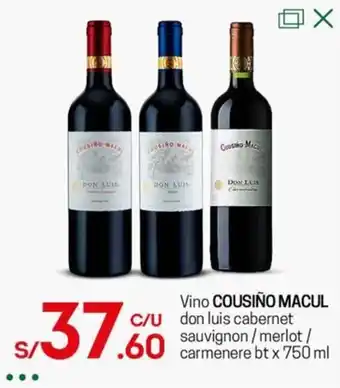 Tottus Vino COUSIÑO MACUL don luis cabernet sauvignon / merlot / carmenere bt x 750ml oferta