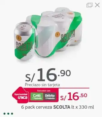 Tottus 6 pack cerveza SCOLTA It x 330 ml oferta