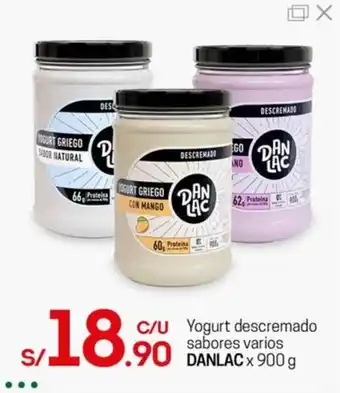 Tottus Yogurt descremado sabores varios DANLAC x 900 g oferta