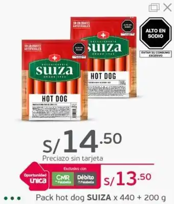 Tottus Pack hot dog SUIZA x 440 + 200 g oferta