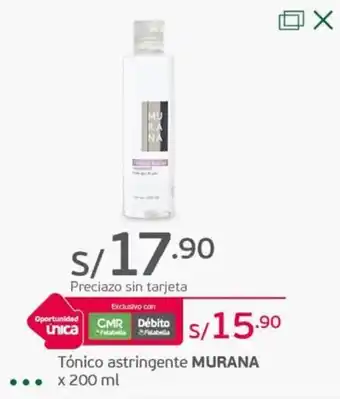 Tottus Tónico astringente MURANA x 200 ml oferta