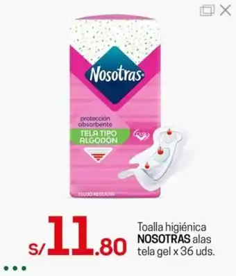 Tottus Toalla higiénica NOSOTRAS alas tela gel x 36 uds. oferta