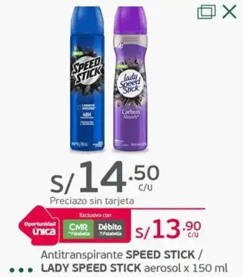 Tottus Antitranspirante SPEED STICK / LADY SPEED STICK aerosol x 150 ml oferta