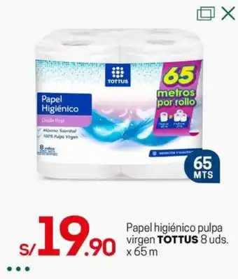 Tottus Papel higiénico pulpa virgen TOTTUS 8 uds. x 65 m oferta