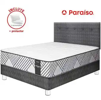 Plaza Vea Dormitorio VIVA HOME Palmera Pocket 2 Plazas + 2 Almohadas + 1 Protector oferta